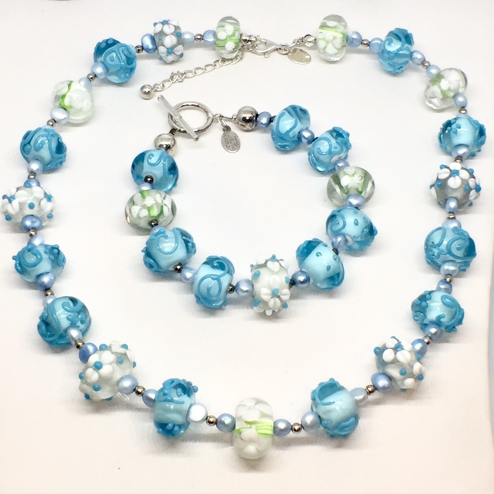 Donna Dressler Sterling Silver & Glass Bead Set